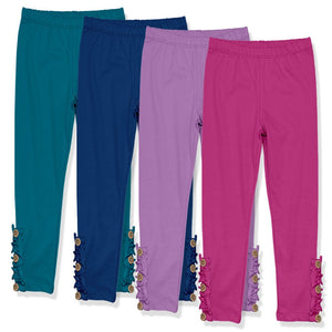 Millie Loves Lily Girls Solid Ruffle Legging Set with Button Accent - Millieloveslily.com