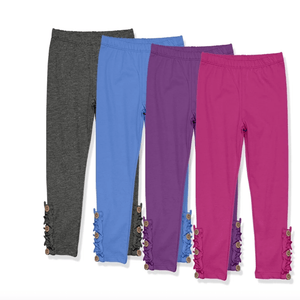 Millie Loves Lily Girls Solid Ruffle Legging Set with Button Accent - Millieloveslily.com
