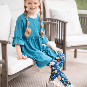 Millie Loves Lily Girls Teal and Yellow Dress & Legging Set - Millieloveslily.com