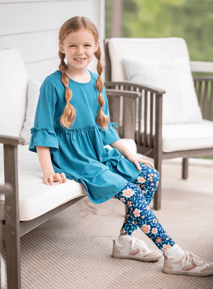 Millie Loves Lily Girls Teal and Yellow Dress & Legging Set - Millieloveslily.com