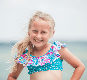 Millie Loves Lily Girls Turquoise Water World 2-pc Ruffle Swimsuit, 2-pcs, UPF 50+ - Millieloveslily.com