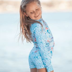 Millie Loves Lily Mint Mermaid Rashquard With Skirty Bottom and Shorts, 3 - pcs, UPF 50+ - Millieloveslily.com
