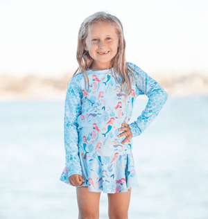 Millie Loves Lily Mint Mermaid Rashquard With Skirty Bottom and Shorts, 3 - pcs, UPF 50+ - Millieloveslily.com