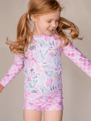Millie Loves Lily Pink Octopus Rashquard With Skirty Bottom and Shorts, 3 - pcs, UPF 50+ - Millieloveslily.com
