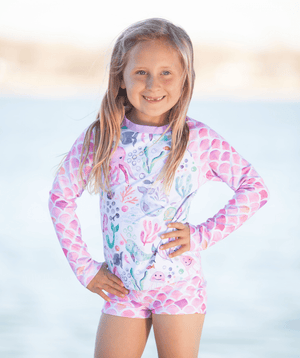 Millie Loves Lily Pink Octopus Rashquard With Skirty Bottom and Shorts, 3 - pcs, UPF 50+ - Millieloveslily.com