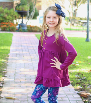 Millie Loves Lily Plum & Purple Long Sleeve Tops & Leggings Set - Millieloveslily.com