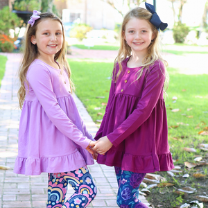 Millie Loves Lily Plum & Purple Long Sleeve Tops & Leggings Set - Millieloveslily.com