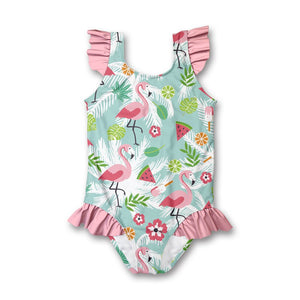 Mint Flamingo Dance Ruffle - Accent One - Piece - Millieloveslily.com