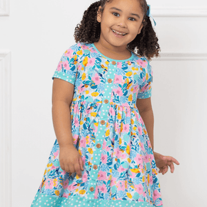 Mint Floral Button - Up A - Line Dress - Millieloveslily.com