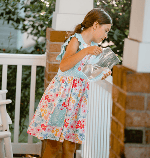 Mint Ribbed Ruffle Sleeveless Top & Meadow Floral Sleeveless Dress - Millieloveslily.com