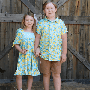 Mint & Yellow Lemon Short - Sleeve Button - Up - Millieloveslily.com
