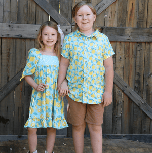 Mint & Yellow Lemon Short - Sleeve Button - Up - Millieloveslily.com