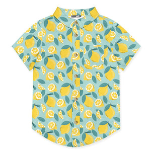 Mint & Yellow Lemon Short - Sleeve Button - Up - Millieloveslily.com