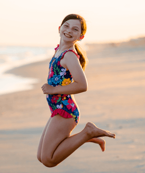 Navy Adele Floral Ruffle - Accent One - Piece - Millieloveslily.com