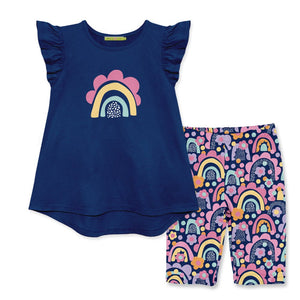 Navy Angel - Sleeve Top & Rainbow Candy Bike Shorts - Millieloveslily.com