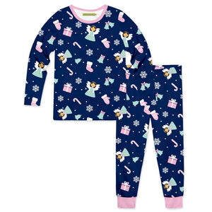 Navy Christmas Angels Pajama Set - Millieloveslily.com