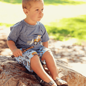 Navy Heather Digger Crewneck Tee & Truck Land Pocket Shorts - Millieloveslily.com