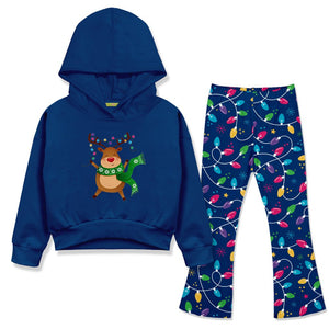 Navy Hoodie & Christmas Lights Flare Leggings - Millieloveslily.com