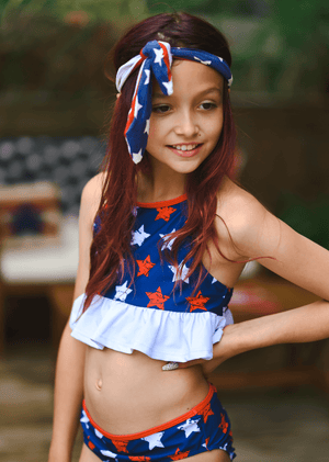 Navy & Red USA Star Ruffle - Trim Tankini - Millieloveslily.com