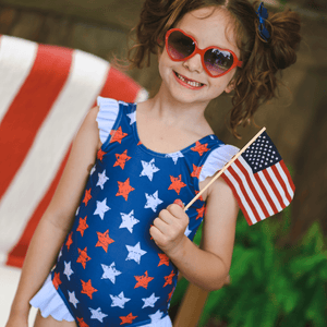 Navy USA Star Ruffle - Accent One - Piece - Millieloveslily.com