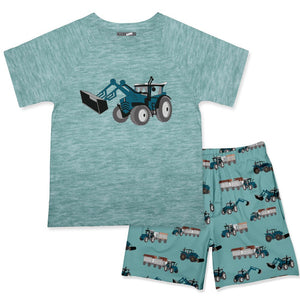Nile Blue Heather Crewneck Tee & Tractor Pocket Shorts - Millieloveslily.com