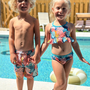 Orange Tropical Jungle Swim Trunks - Millieloveslily.com