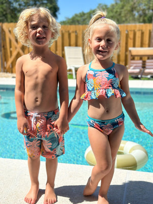 Orange Tropical Jungle Swim Trunks - Millieloveslily.com