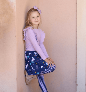 Orchid Petal Ribbed Ruffle Long-Sleeve Top & Unicorn Dreams Leggings - Millieloveslily.com