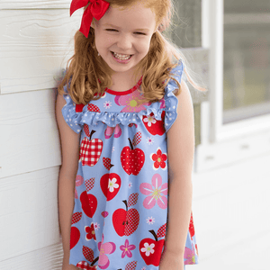Periwinkle Apple Cart Ruffle Sleeveless Top & Polka Dot Bow Shorts - Millieloveslily.com