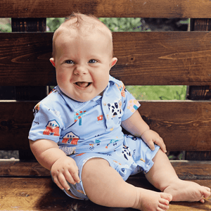 Periwinkle Farm Life Button - Front Playsuit - Millieloveslily.com