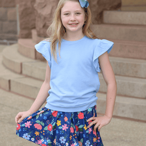Periwinkle Fr Terry Top & Four Florals Skort - Millieloveslily.com