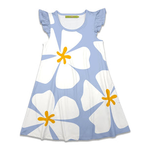 Periwinkle Modern Floral Angel - Sleeve A - Line Dress - Millieloveslily.com