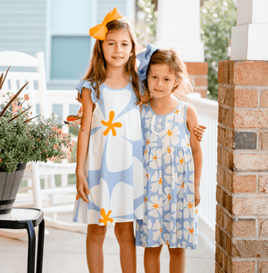 Periwinkle Modern Floral Angel - Sleeve A - Line Dress - Millieloveslily.com