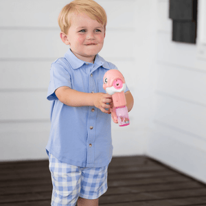 Periwinkle Short - Sleeve Button - Up & Gingham Pocket Shorts - Millieloveslily.com
