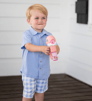 Periwinkle Short - Sleeve Button - Up & Gingham Pocket Shorts - Millieloveslily.com