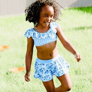 Periwinkle Small Flower Ruffle - Accent Tankini - Millieloveslily.com