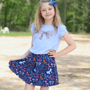 Periwinkle Tulip - Sleeve Top & Bows Skort - Millieloveslily.com