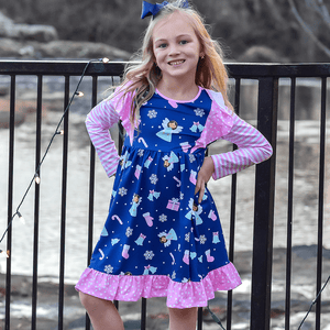 Pink Christmas Angels Angel-Sleeve Dress - Millieloveslily.com