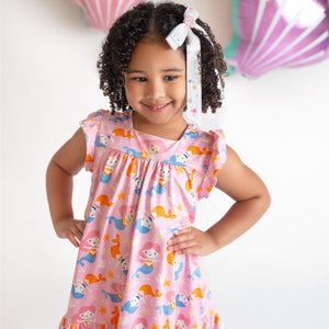 Pink Mermaid Swim Ruffle Hem Dress - Millieloveslily.com