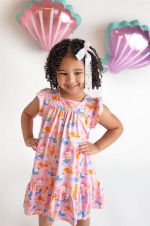 Pink Mermaid Swim Ruffle Hem Dress - Millieloveslily.com