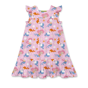 Pink Mermaid Swim Ruffle Hem Dress - Millieloveslily.com