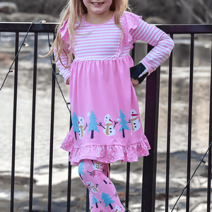 Pink Snow Girls Angel-Sleeve Dress & Leggings - Millieloveslily.com