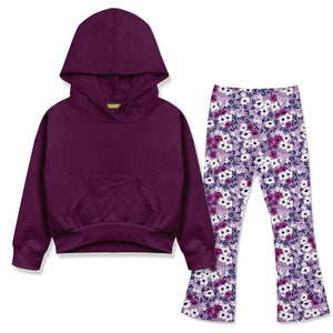 Plum Hoodie & Purple Flower Flare Leggings - Millieloveslily.com
