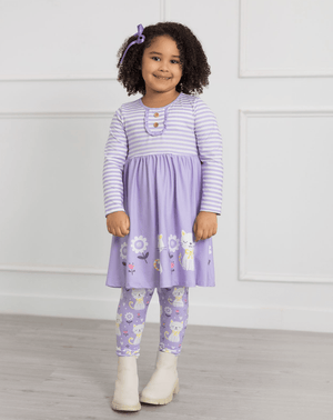 Purple Kitten Corner Border Button - Accent A - Line Dress & Leggings - Millieloveslily.com