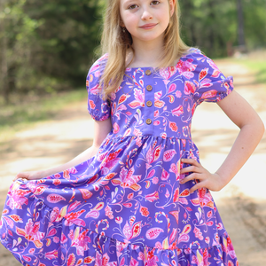 Purple Polly Paisley 3 - Tier A - Line Dress - Millieloveslily.com