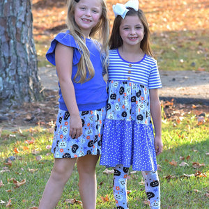 Purple Pumpkin Pop Star Tiered Shift Dress & Leggings - Millieloveslily.com