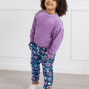 Purple Velour Sweatshirt & Velour Nave of Heart Joggers - Millieloveslily.com