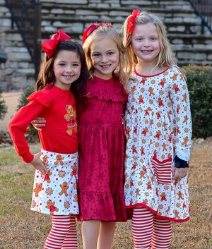 Red Angel-Sleeve Sweatshirt & Gingerbread Skirted Leggings - Millieloveslily.com