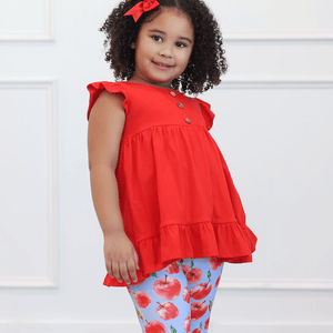 Red Babydoll Top & Apple Fest Bike Shorts - Millieloveslily.com