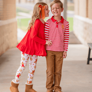 Red Long-Sleeve Babydoll Top & Gingerbread Leggings - Millieloveslily.com